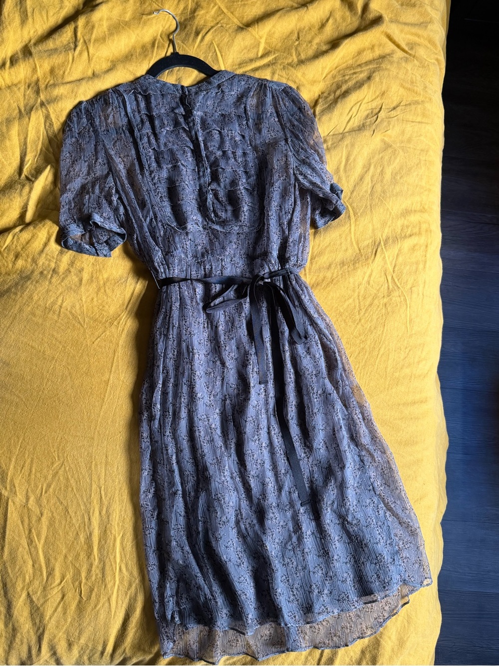 Floral Print Taupe Midi Dress with Tie Waist